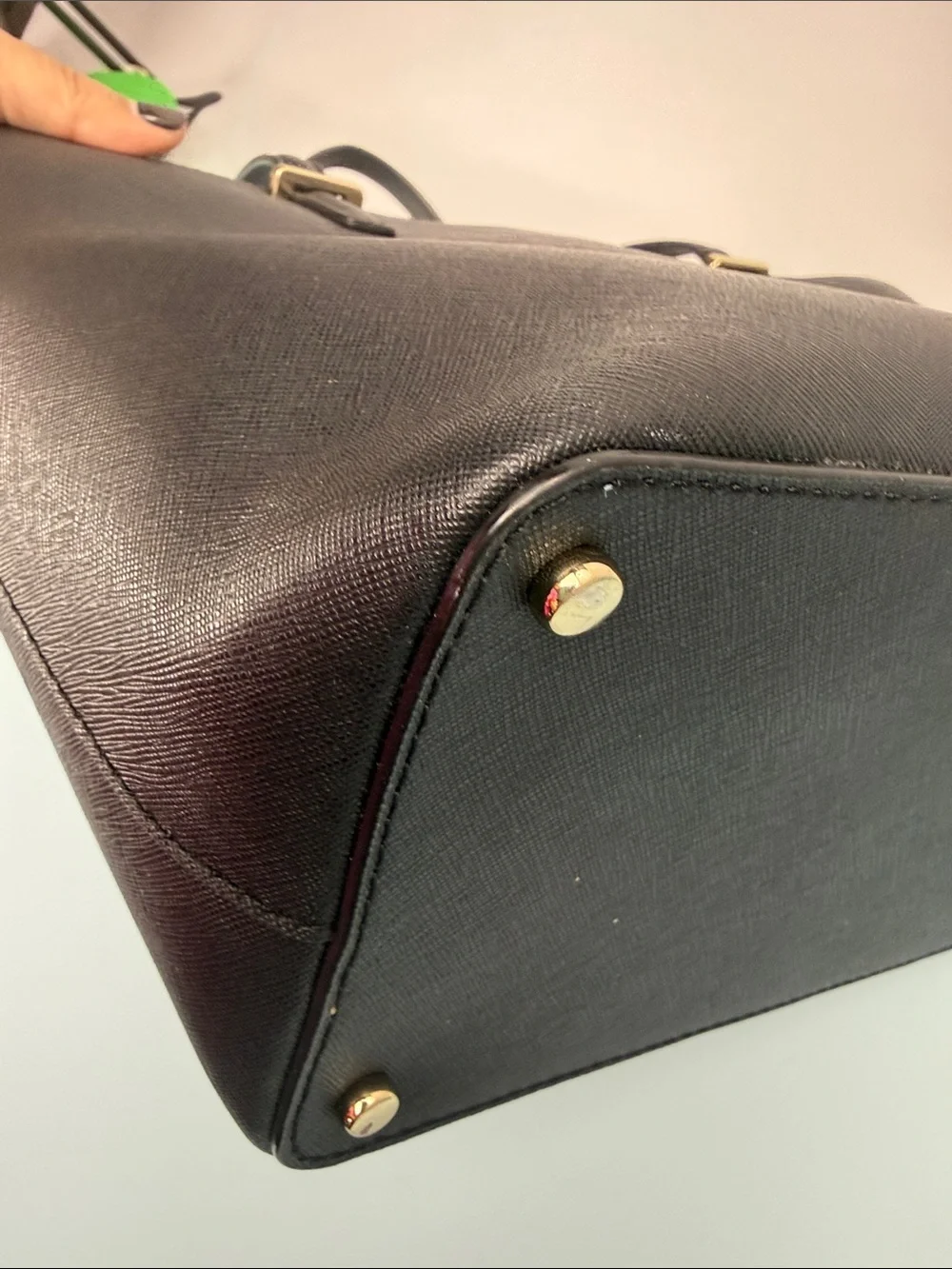 kate spade Cedar Street Black Saffiano Leather Tote with Gold Logo